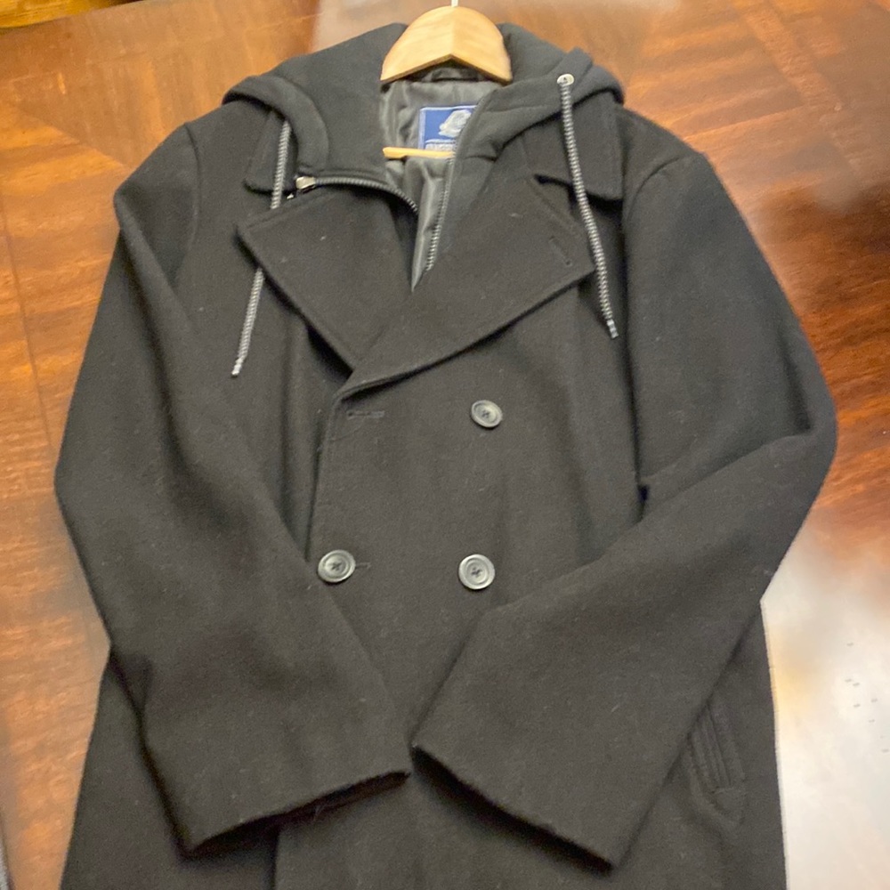 American Rag Miles Solid Bib Peacoat With Removable Hood.